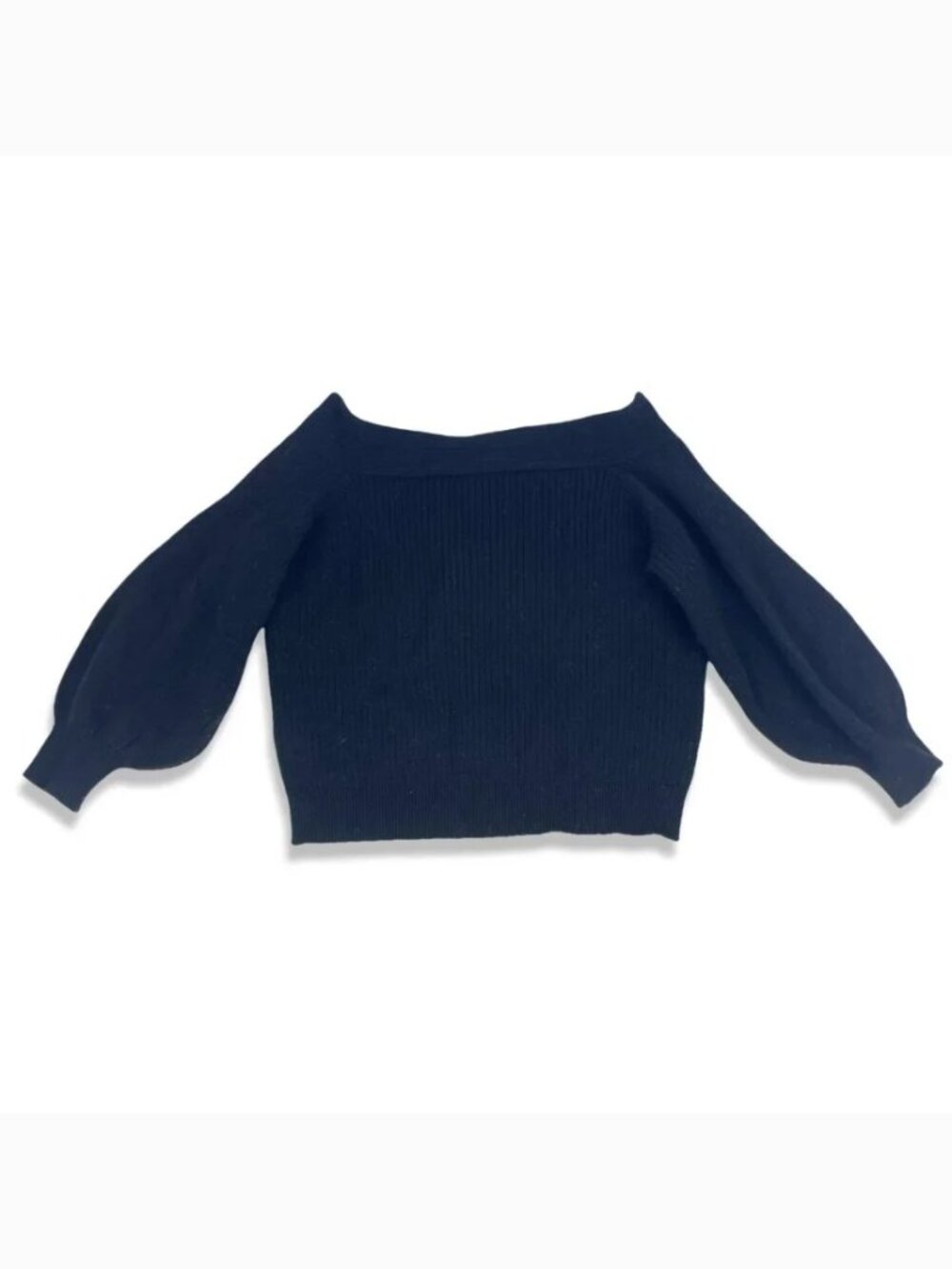 Anthropologie MOTH Off-Shoulder Balloon Sleeve Rib Knit Sweater (M)
